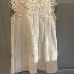 Sophie & Lucas white dress with pink rosettes 2T
